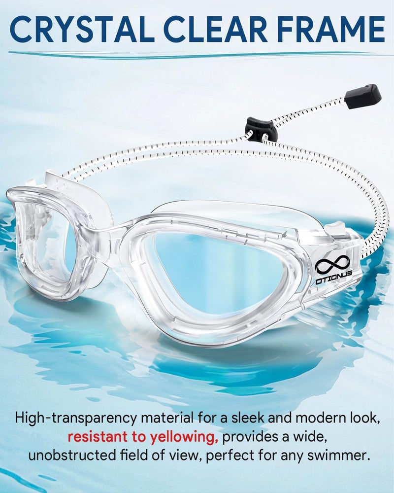 Otionus Store Swim Goggles, Polarized Adult Swimming Goggles Bungee Strap No Hair Pulling Anti-fog Pool Goggles for Men Women - Image 3